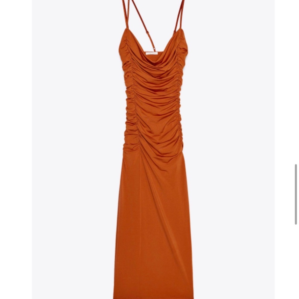 Zara Orange Ruched Dress women’s size US S